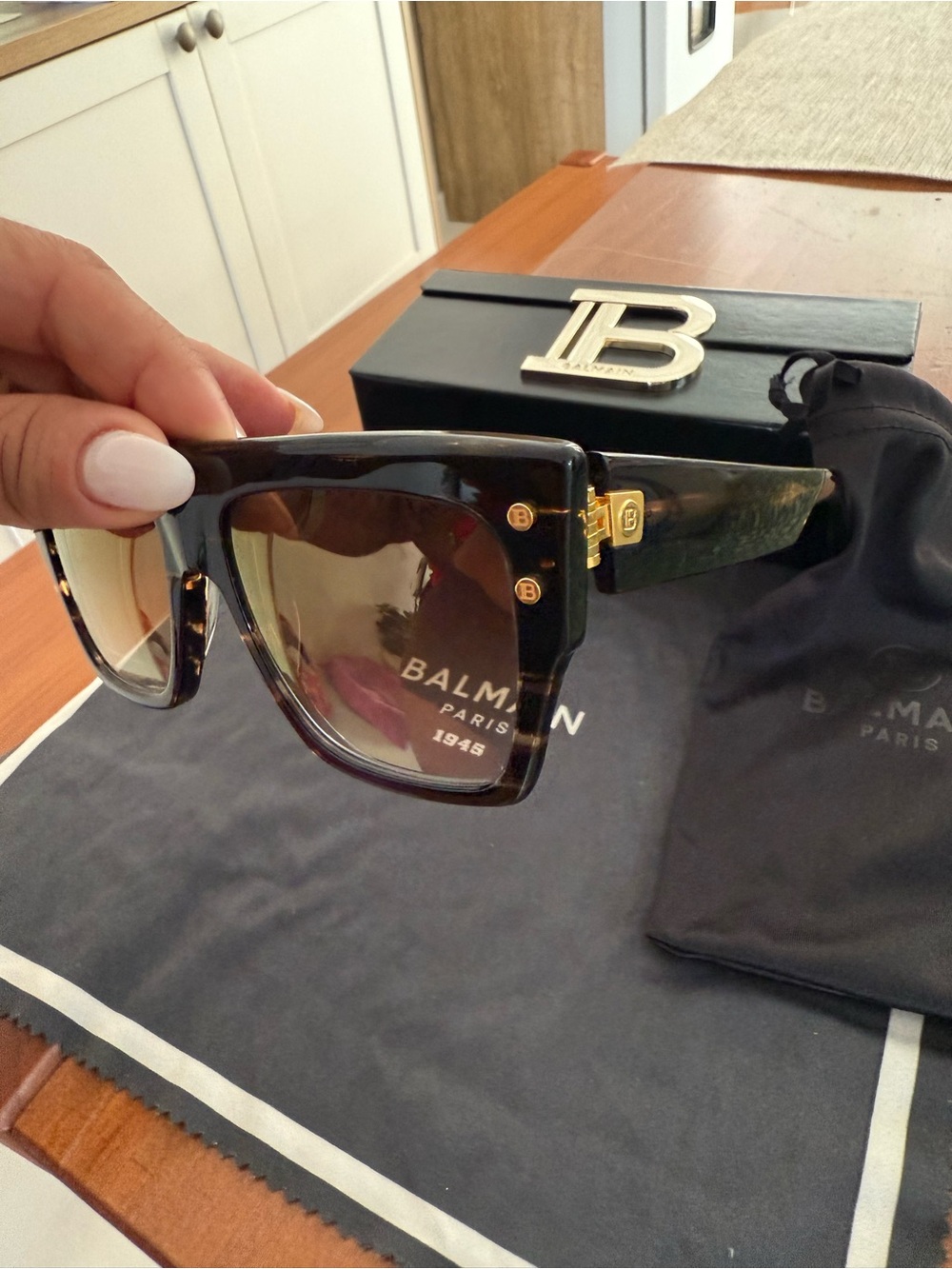 Balmain Black Sports Sunglasses with Tinted Lenses
